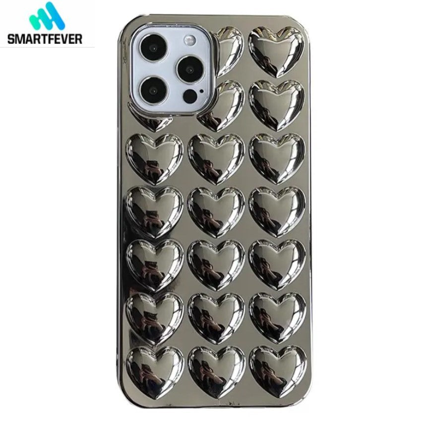 Premium Case "Silber Herzen" mit Kette für Apple iPhone, Handyhülle